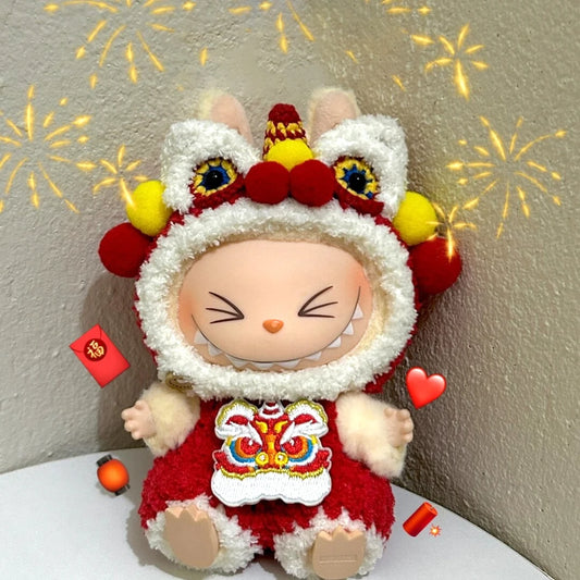Labubu Clothes 17Cm Labubu Clothes Red Festive Attire Great Red Awakening Lion Clothes Dolls Accessories Labubu Ropa