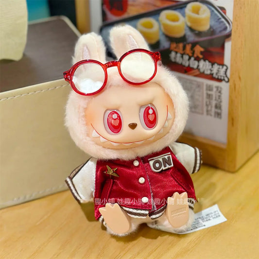 For 15Cm Labubu Clothes Red Baseball Jersey Stylish Outfits Stylish Look for Labubu Vinyl Dolls