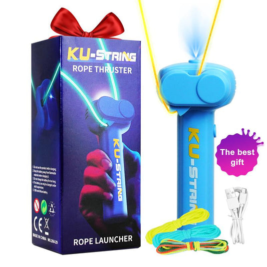 Glow-In-The-Dark String Shooter Toy W/ Dual Built-In UV Blacklights-Safe Fun for Adults & Kids - Rope Launcher Gift