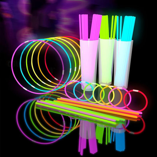 209Pcs Glow Sticks Bulk Party Pack Includes 100 8" Glow Sticks and 109 Accessories, with Bonus Connectors for Glow Sphere and Eye Glasses, for Party Festivals Rave Halloween