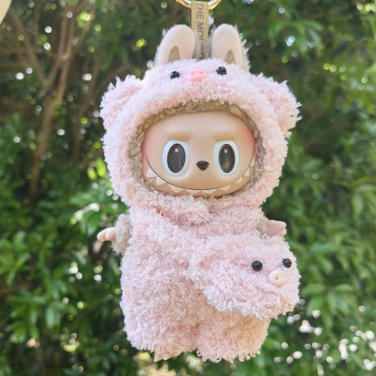 Adorable 17Cm Mini Plush Doll Outfit - Kpop Exo Labubu Bear Jumpsuit Accessories for Kids DIY Gift