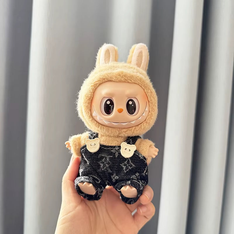 Adorable 17Cm Mini Plush Doll Outfit - Kpop Exo Labubu Bear Jumpsuit Accessories for Kids DIY Gift