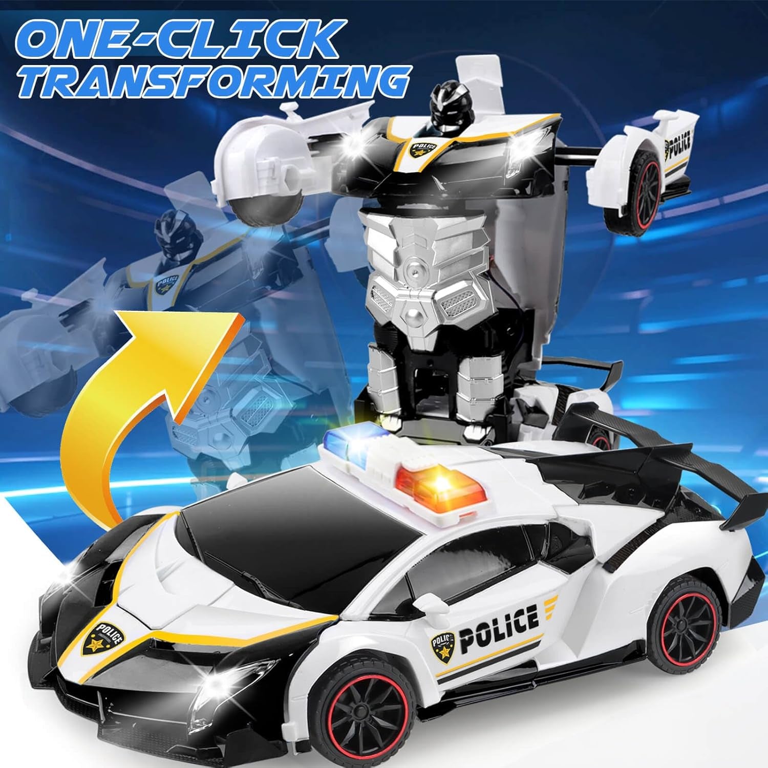 Remote Control Car Toy for Kids 4 5 6 7 8, Transform Police RC Cars Toy, Robot Car, Birthday Gift for Kids Toys Age 4 5 6 Years Old Boys and Girls