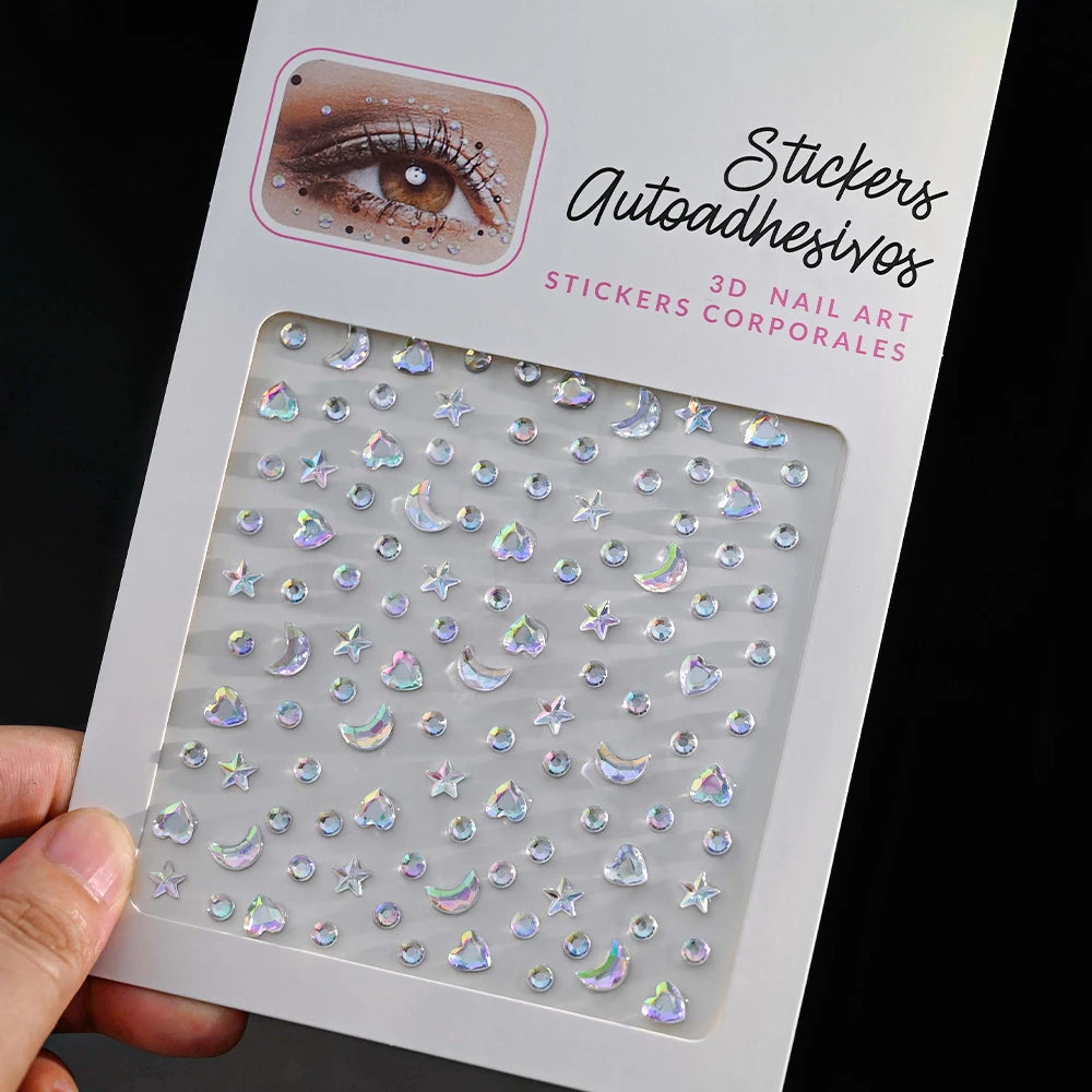 1Pc 5D Face Diamond Water Drops Rhinestone Gem Sticker Crystal Tear Eyeshadow Sticker Nail Body Makeup Stars Sticker DIY Decor