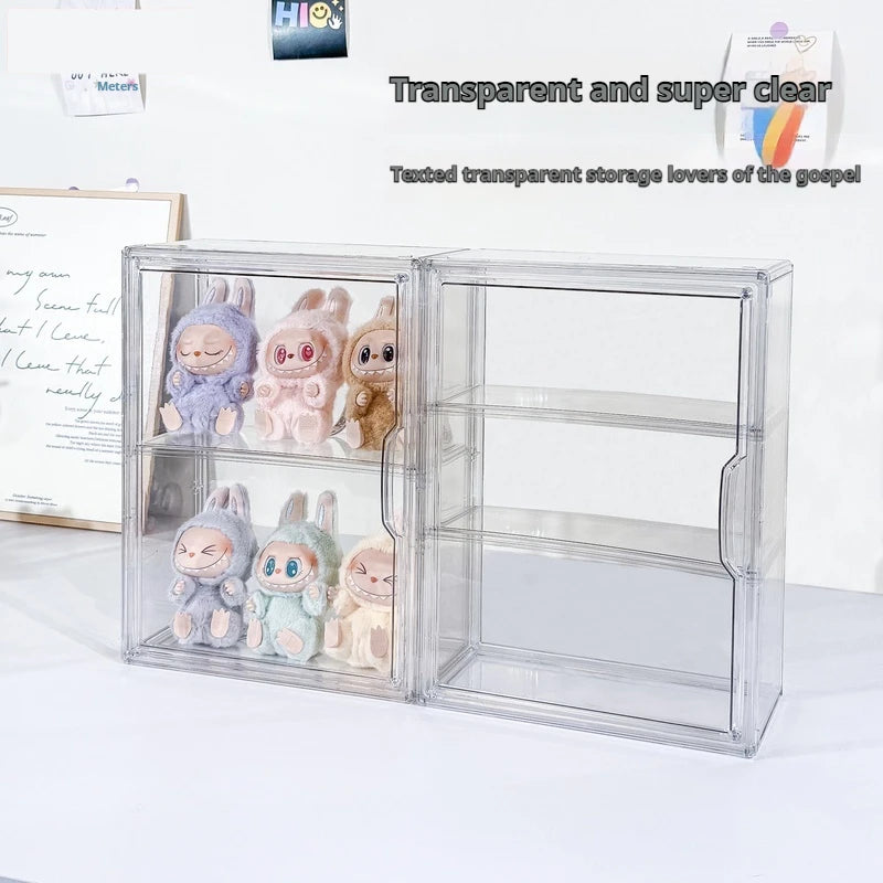 1/2/3 Layers Labubu Storage Box Transparent Acrylic Display Boxes Doll Organizer Desktop Dustproof Cabinet Home Storage