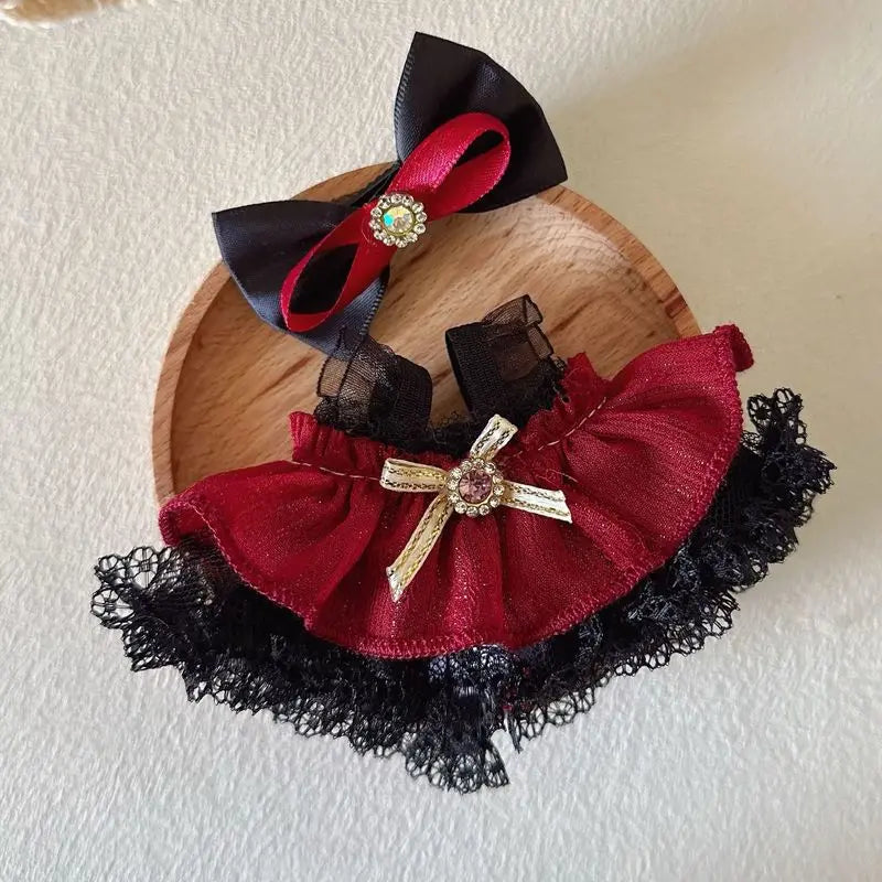 17Cm Labubu Plush Pendant Korean Kpop Labubu Idol Clothing Accessories Princess Style Bow Dress Cartoon Cute Idol Outfitset Gift