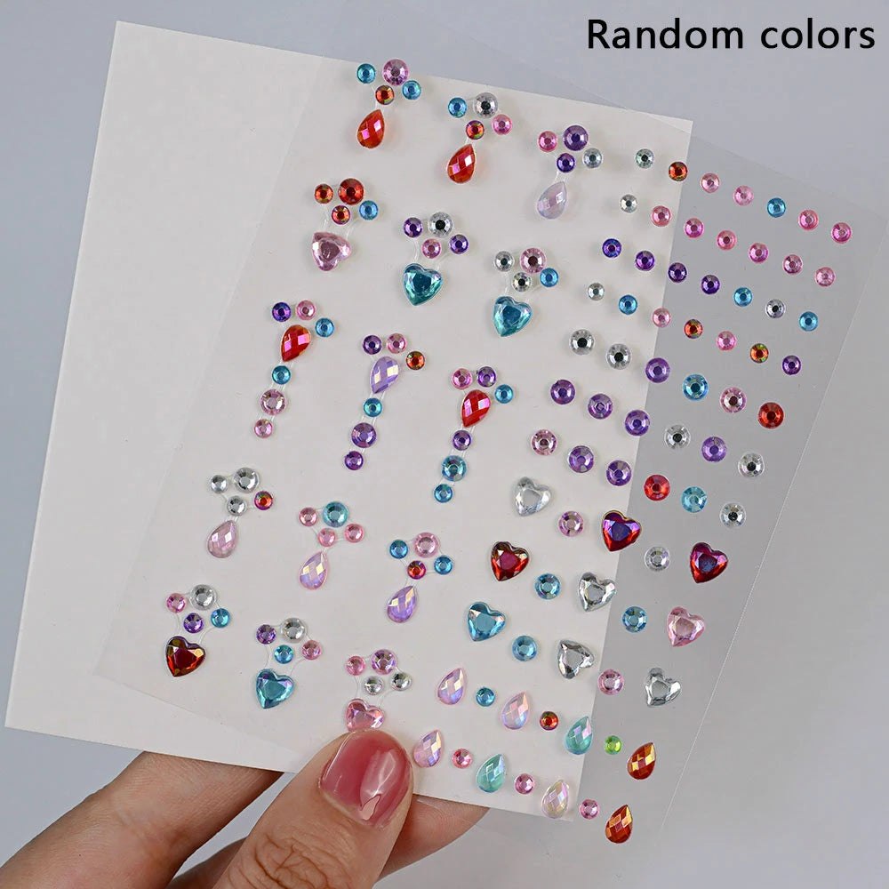 1Pc 5D Face Diamond Water Drops Rhinestone Gem Sticker Crystal Tear Eyeshadow Sticker Nail Body Makeup Stars Sticker DIY Decor
