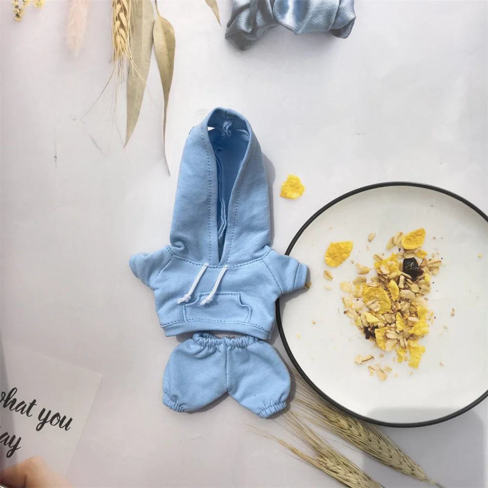 Labubu Casual Sweatsuit Set - Comfy Labubu Clothes for 15/17Cm Dolls Featuring Ribbed Hem Details