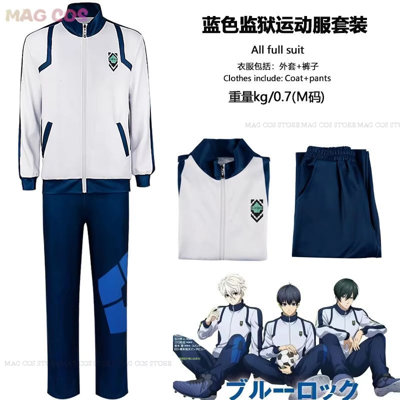 Anime Blue Lock Cosplay Isagi Yoichi Cosplay Suit Blue Pink Suit Yoichi Wig Coat Pants School Uniform Men Hallowen Party Clothes