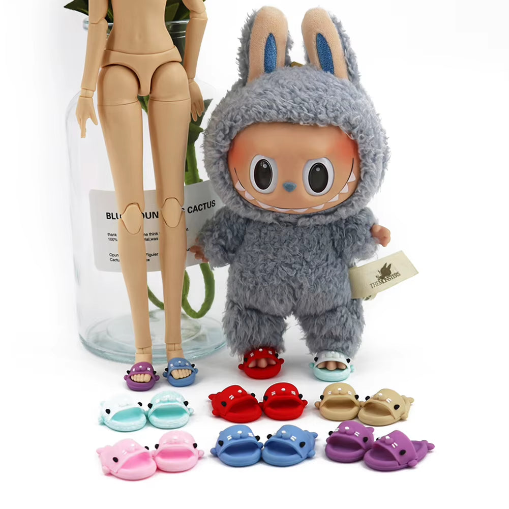 Adorable 17cm Labubu Shark Slippers - Perfect Kpop EXO DIY Gift for Girls!