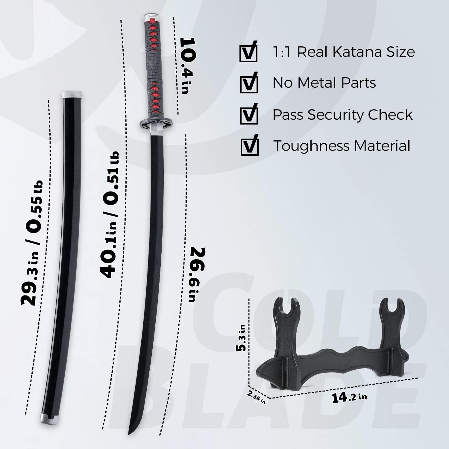 Demon Katana - 41 Inch Anime Replica with Belt and Stand - Durable Sword Perfect for Cosplay - Nichirin Sword with Authentic Design