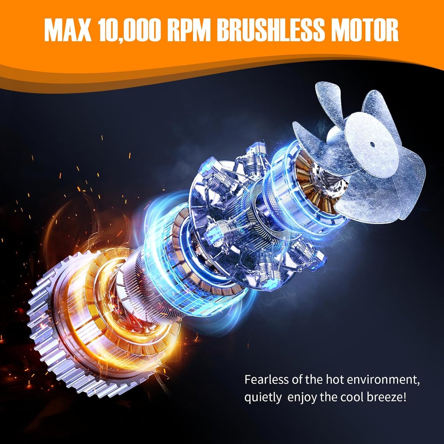 7000Mah Portable Waist Clip Fan, with LED Flashlight, 30H Cooling Personal Wearable Fan, 4-Speed 10000RPM Powerful and Silent Waist Fan, Rechargeable Hands-Free Fan for Outdoor Jobsite Camping