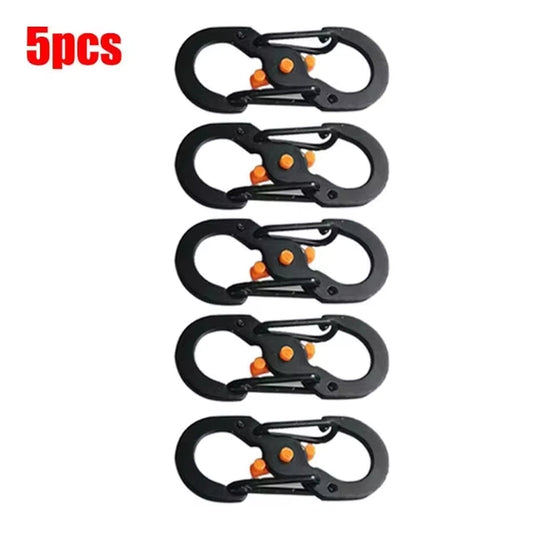 5Pcs Outdoor Camping S Type Carabiner with Lock Mini Keychain Hook Anti-Theft Outdoor Camping Backpack Buckle Key-Lock Tool