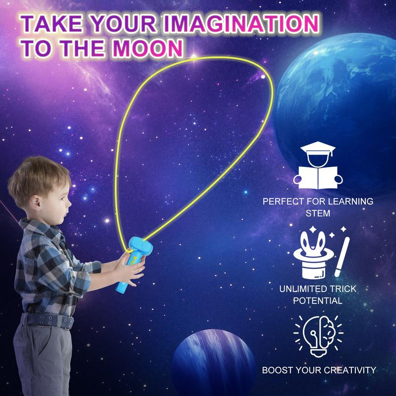 Glow-In-The-Dark String Shooter Toy W/ Dual Built-In UV Blacklights-Safe Fun for Adults & Kids - Rope Launcher Gift