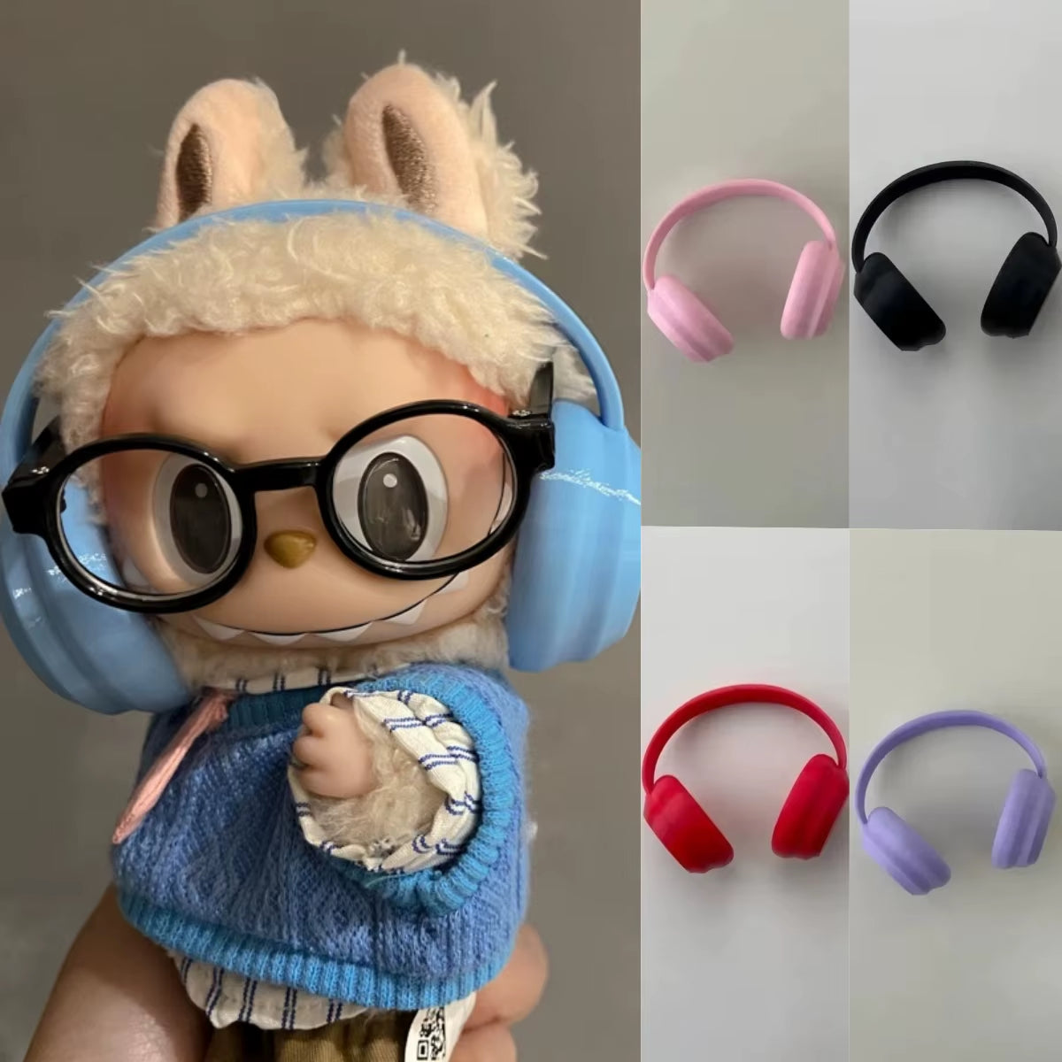 Labubu Accessories：17Cm Labubu Fashion Earphone Accessories 10Cm Cotton Doll Earphones Macaron Color Doll Earphones