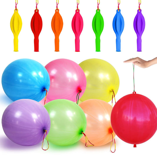 30Pcs Punch Balloons, Thickened Neon Punching Balloon Heavy Duty Party Favors for Kids with Rubber Band Handle, Bouncy Balls for Birthday Weddings Goodie Bag Supply