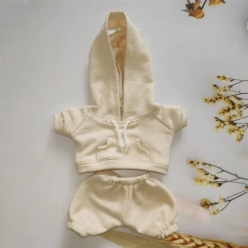 Labubu Casual Sweatsuit Set - Comfy Labubu Clothes for 15/17Cm Dolls Featuring Ribbed Hem Details