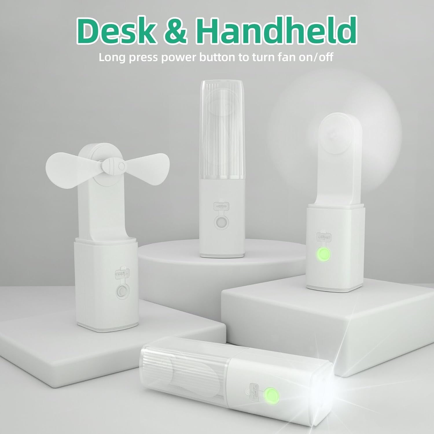 2-Pack Rechargeable Fan with Flashlight, 2In1 Mini Handheld Fans with Light, Pocket USB-C Rechargeable Hand Fans, Portable Fans Cooling and Lighting Solution for Summer Travel Camping Outdoor