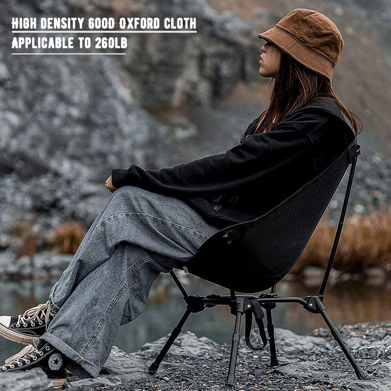 Backpacking Chair, Compact Camping Chair, Camping Folding Chairs for 260Lb, for Adults Lightweight Camping Chair, Ultra Durable for Travel Beach Picnic Festival Hiking, Portable Chair Camping Chairs