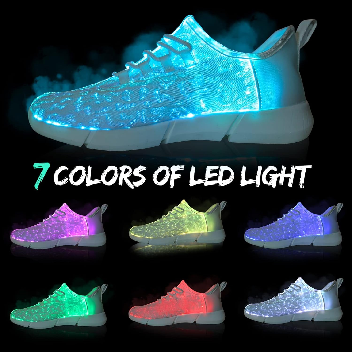 Light up Shoes,Fiber Optic LED Shoes for Women Men USB Charging Dancing LED Sneakers Flashing Shoes Glowing Luminous Trainers for Festivals,Christmas,Halloween and Parties White