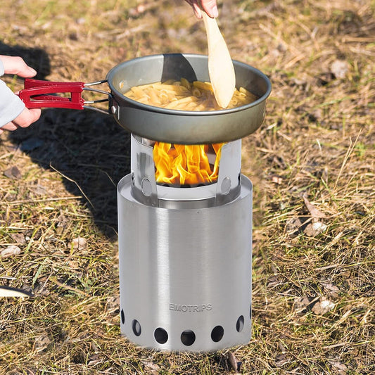 Outdoor Stainless Steel Portable Fire Pits for Outdoor Backpacking Hiking Traveling Picnic BBQ, Outdoor Wood Stove, Backpacking Stove, 4.9 Inch, Silver