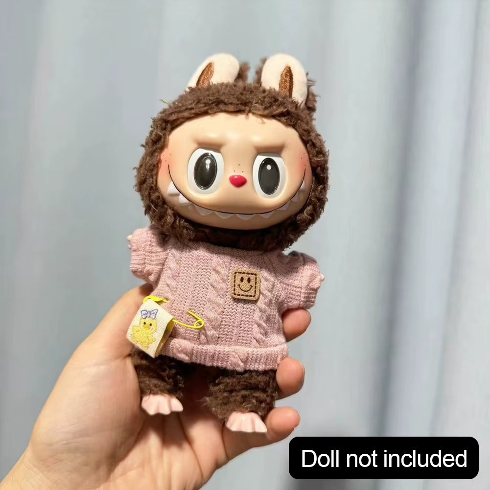 Adorable Strawberry Love Winter Sweater for 17cm Labubu Dolls - Perfect Gift for Kids!