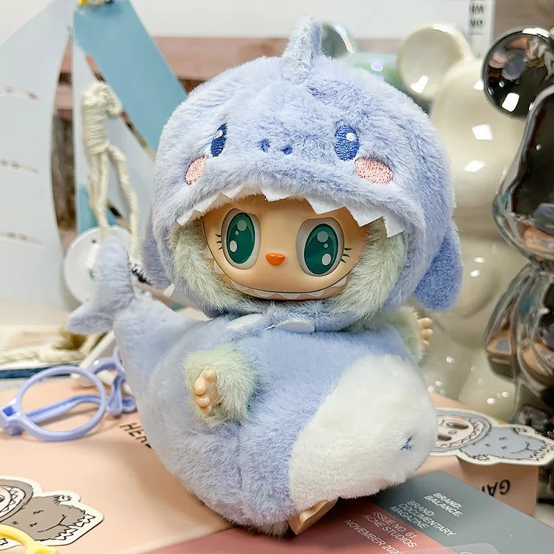 17Cm Labubu Mini Plush Doll Clothes Outfit Accessories Labubu Clothes Vinyl Doll Pendant Shark Suit Palace Flower Skirt Clothes