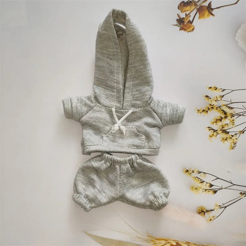 Labubu Casual Sweatsuit Set - Comfy Labubu Clothes for 15/17Cm Dolls Featuring Ribbed Hem Details