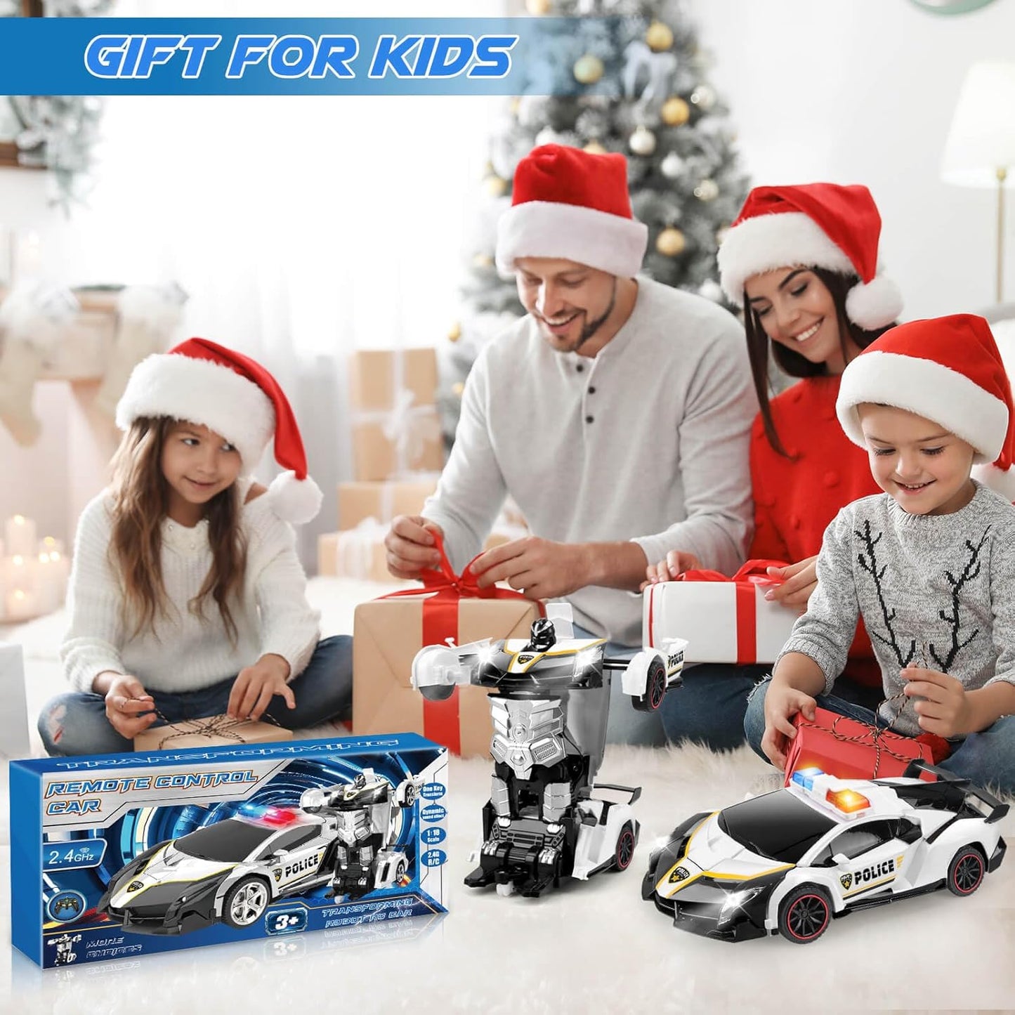 Remote Control Car Toy for Kids 4 5 6 7 8, Transform Police RC Cars Toy, Robot Car, Birthday Gift for Kids Toys Age 4 5 6 Years Old Boys and Girls