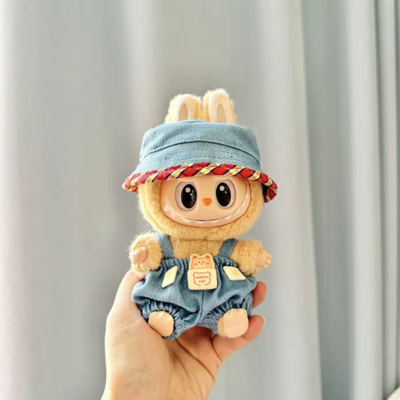Adorable 17Cm Mini Plush Doll Outfit - Kpop Exo Labubu Bear Jumpsuit Accessories for Kids DIY Gift