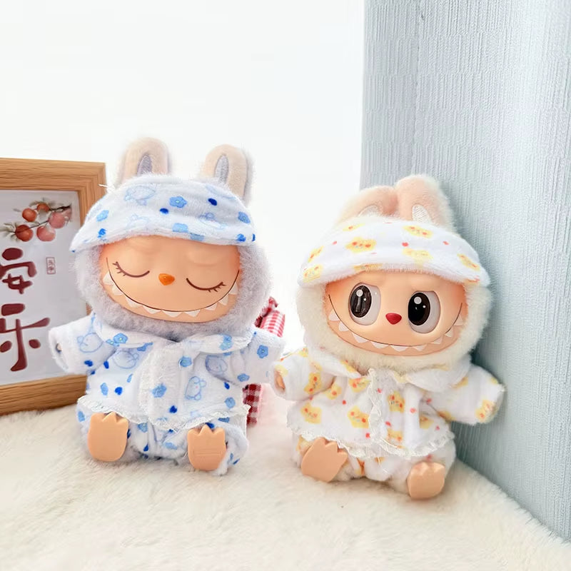 15Cm/17Cm Labubu I II Dolls Clothes Cute Eye Mask Pajamas Three Piece Set Accessories Clothing Plush Doll'S Clothes