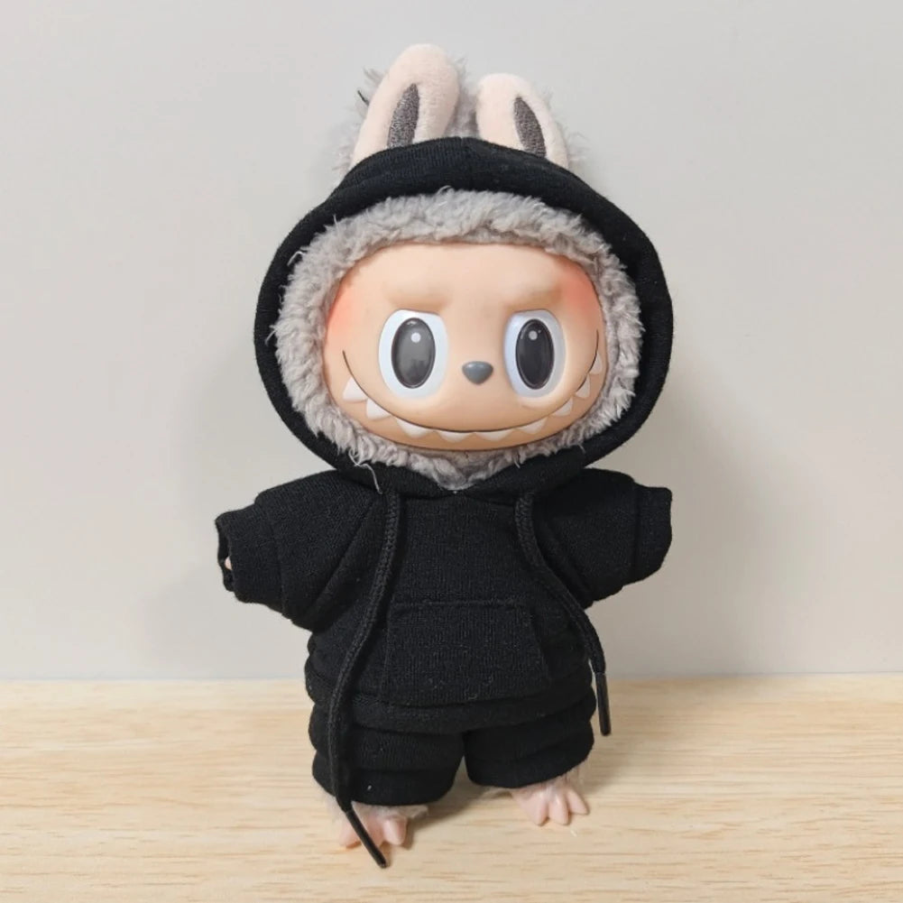 Labubu Casual Sweatsuit Set - Comfy Labubu Clothes for 15/17Cm Dolls Featuring Ribbed Hem Details