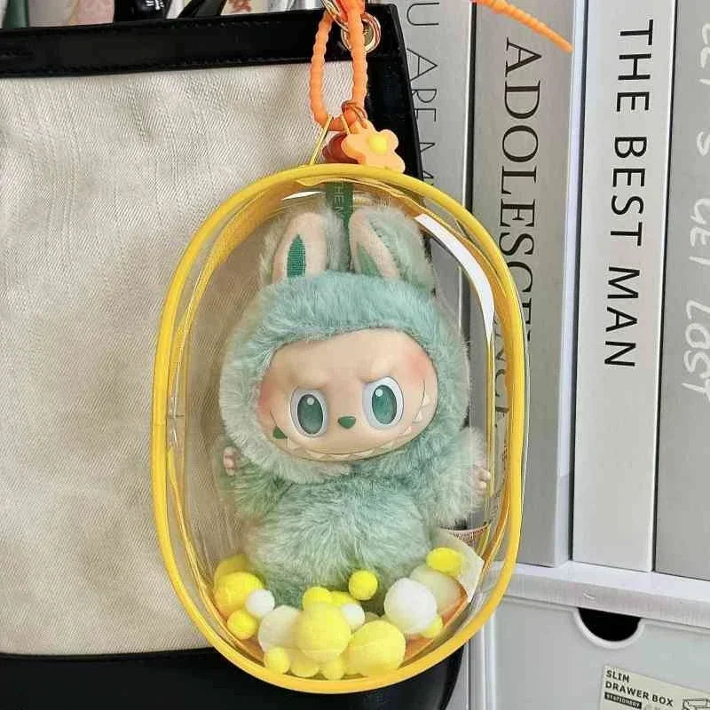 New Labubu Pendant Display Box Transparent 360 Rotating Dustproof Labubu Plush Doll Figure Blind Box Storage Display Stand