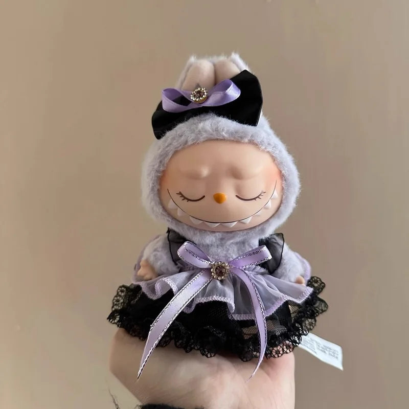 17Cm Labubu Plush Pendant Korean Kpop Labubu Idol Clothing Accessories Princess Style Bow Dress Cartoon Cute Idol Outfitset Gift