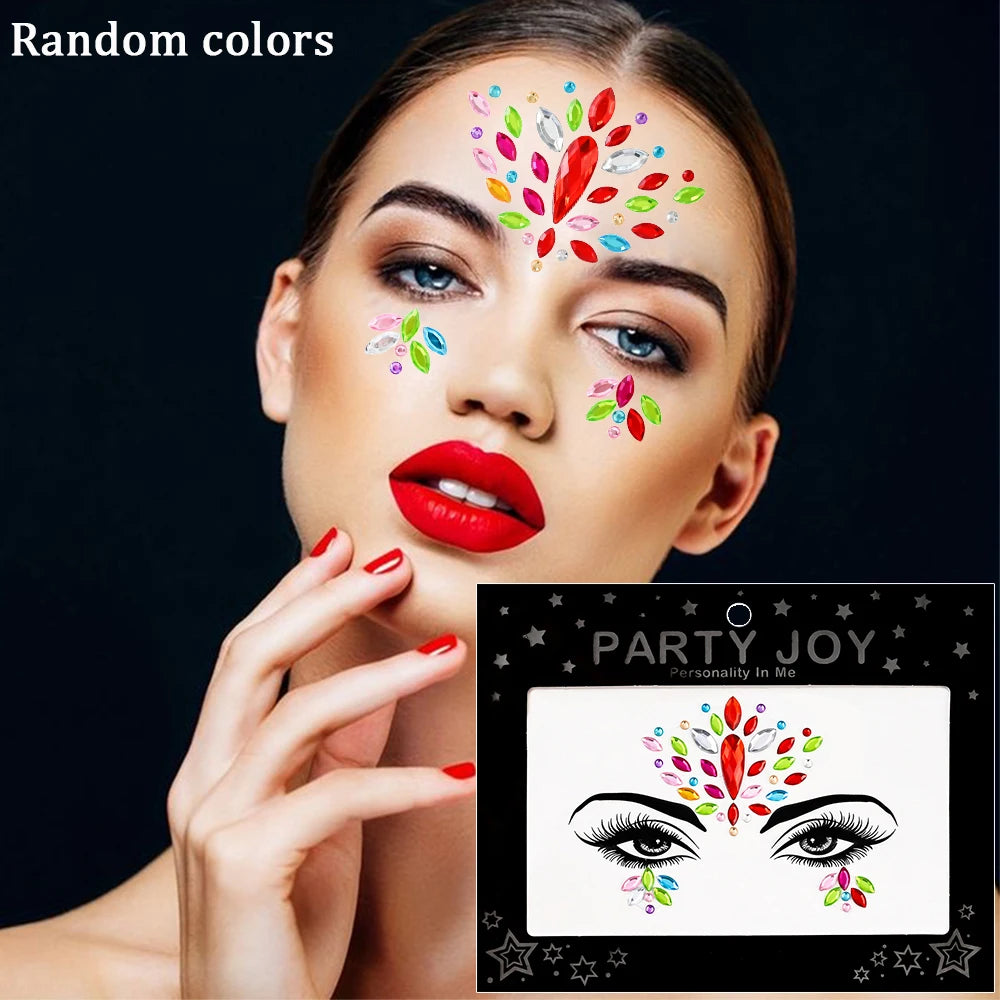 1Pc 5D Face Diamond Water Drops Rhinestone Gem Sticker Crystal Tear Eyeshadow Sticker Nail Body Makeup Stars Sticker DIY Decor