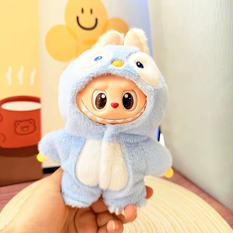 15Cm/17Cm Labubu I II Dolls Clothes Cute Eye Mask Pajamas Three Piece Set Accessories Clothing Plush Doll'S Clothes