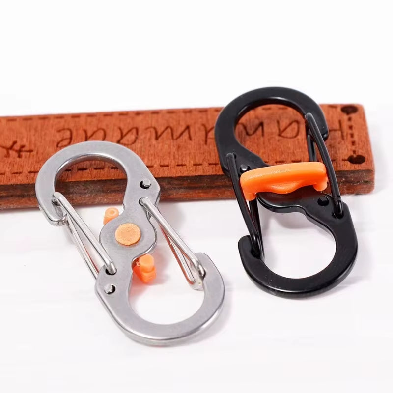 5Pcs Outdoor Camping S Type Carabiner with Lock Mini Keychain Hook Anti-Theft Outdoor Camping Backpack Buckle Key-Lock Tool