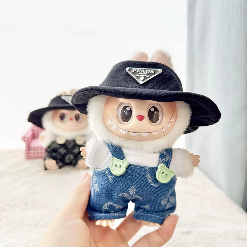 Adorable 17Cm Mini Plush Doll Outfit - Kpop Exo Labubu Bear Jumpsuit Accessories for Kids DIY Gift