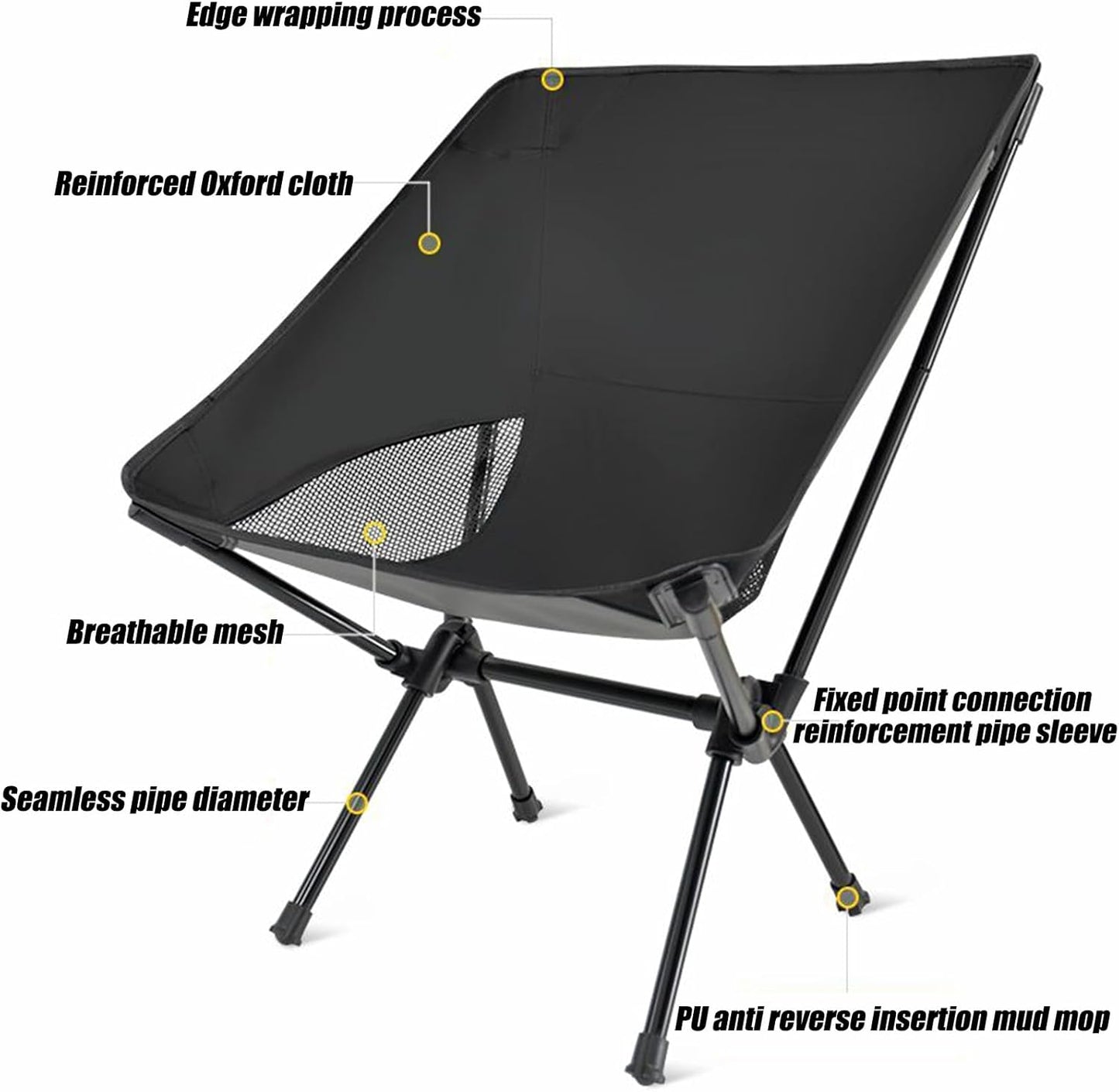 Backpacking Chair, Compact Camping Chair, Camping Folding Chairs for 260Lb, for Adults Lightweight Camping Chair, Ultra Durable for Travel Beach Picnic Festival Hiking, Portable Chair Camping Chairs