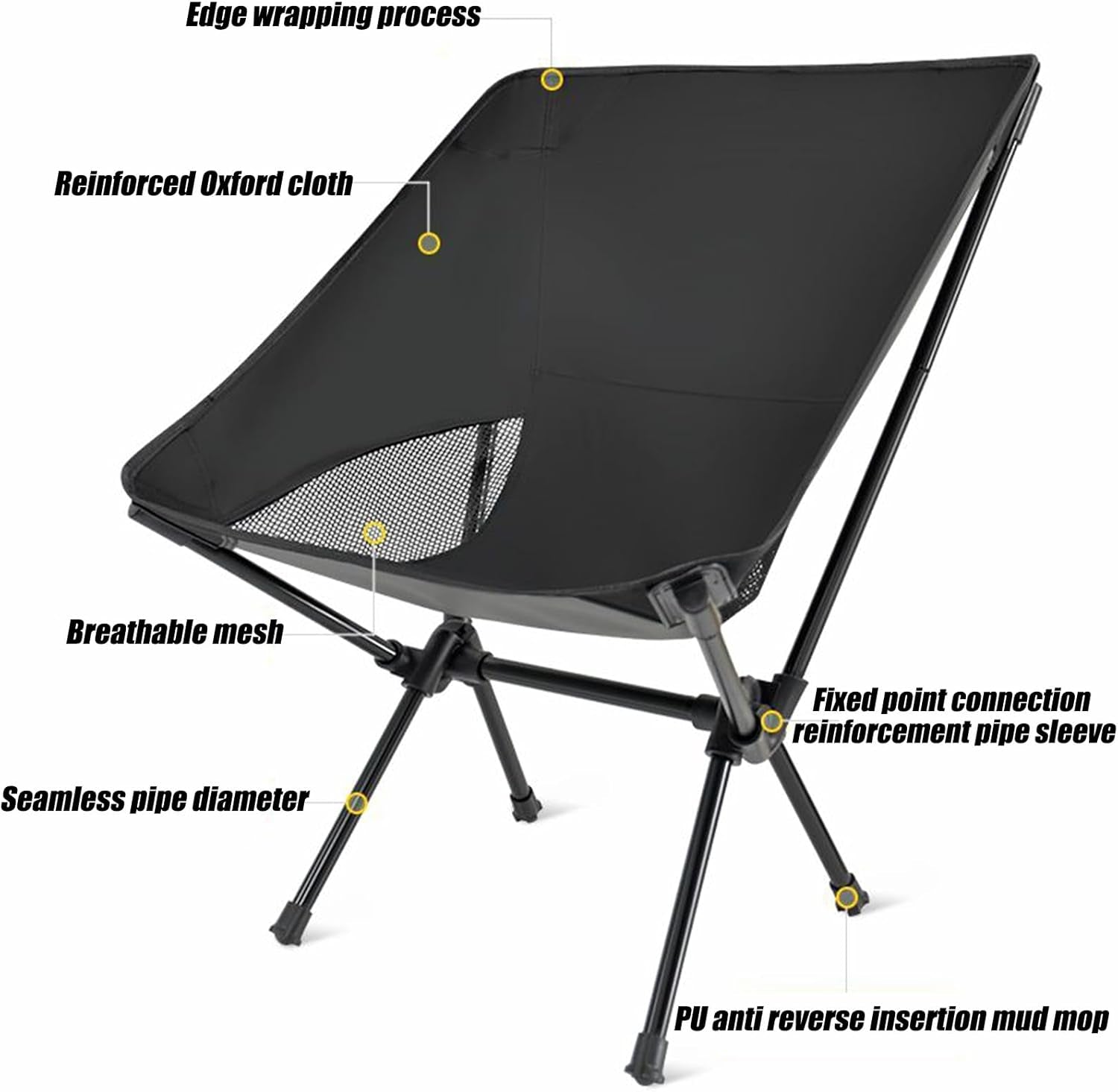Backpacking Chair, Compact Camping Chair, Camping Folding Chairs for 260Lb, for Adults Lightweight Camping Chair, Ultra Durable for Travel Beach Picnic Festival Hiking, Portable Chair Camping Chairs