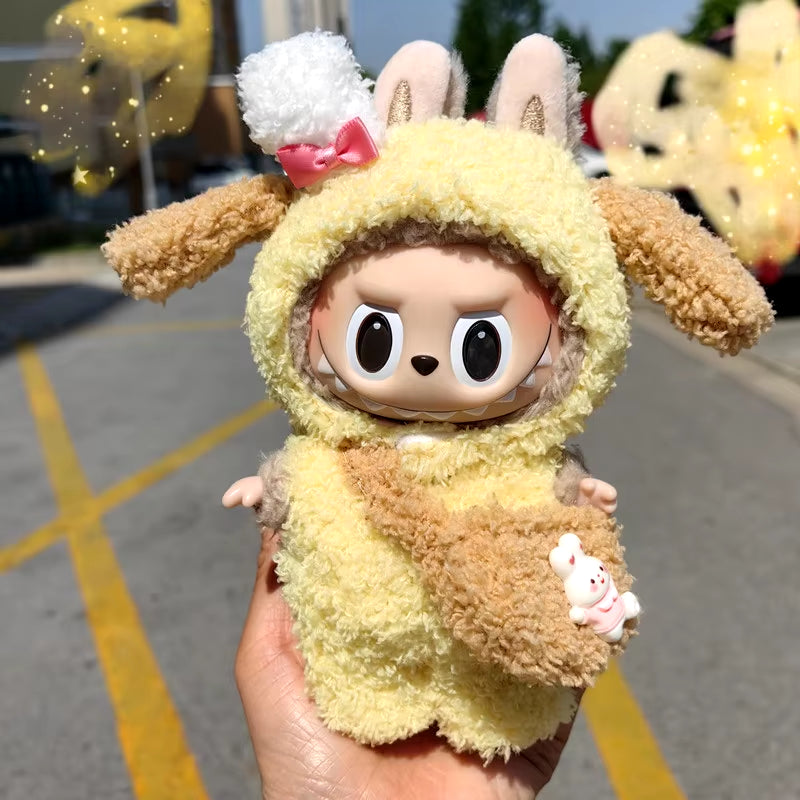 Adorable 17Cm Mini Plush Doll Outfit - Kpop Exo Labubu Bear Jumpsuit Accessories for Kids DIY Gift