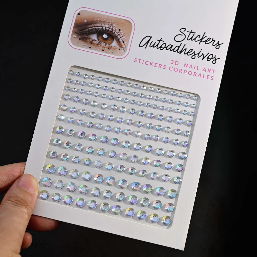 1Pc 5D Face Diamond Water Drops Rhinestone Gem Sticker Crystal Tear Eyeshadow Sticker Nail Body Makeup Stars Sticker DIY Decor