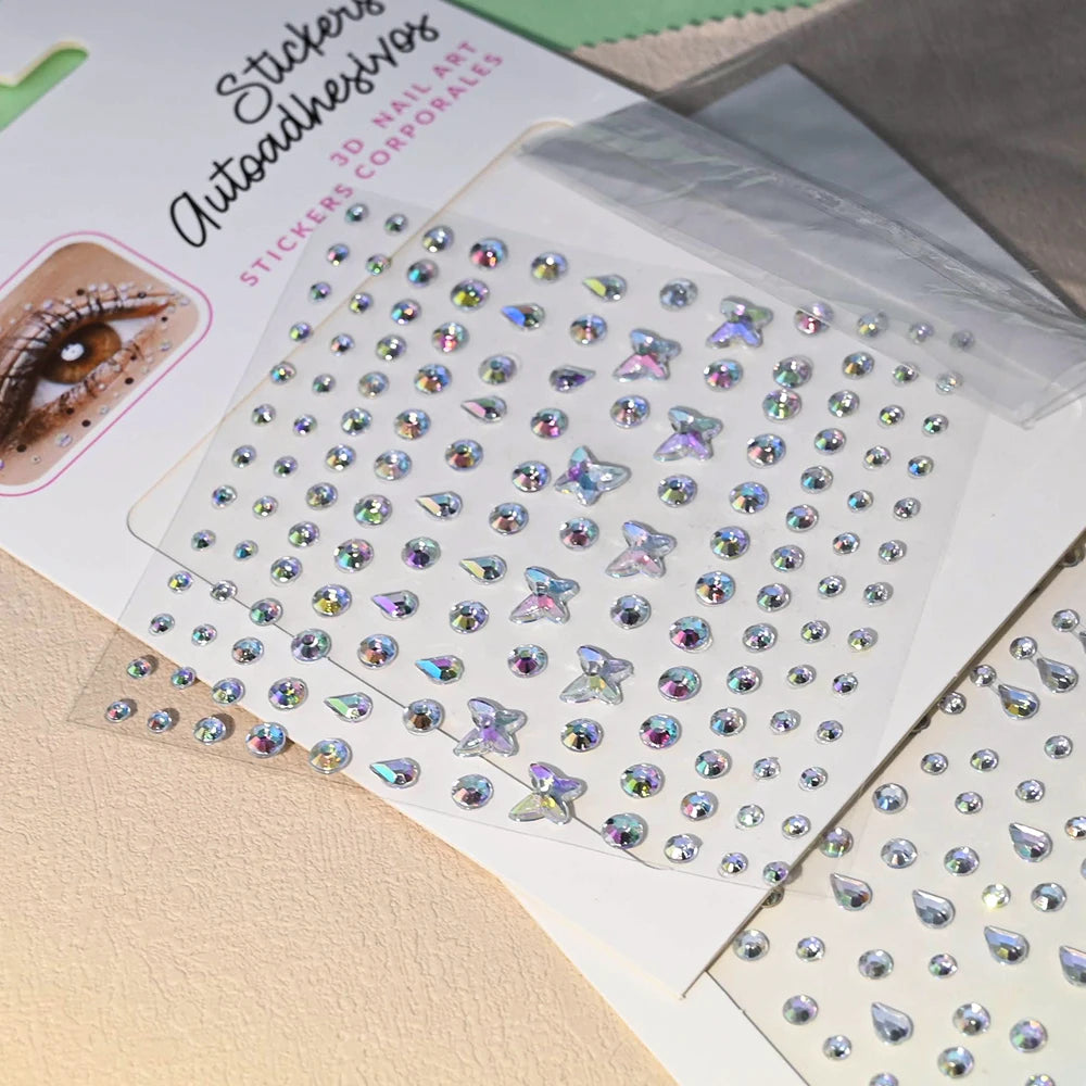 1Pc 5D Face Diamond Water Drops Rhinestone Gem Sticker Crystal Tear Eyeshadow Sticker Nail Body Makeup Stars Sticker DIY Decor