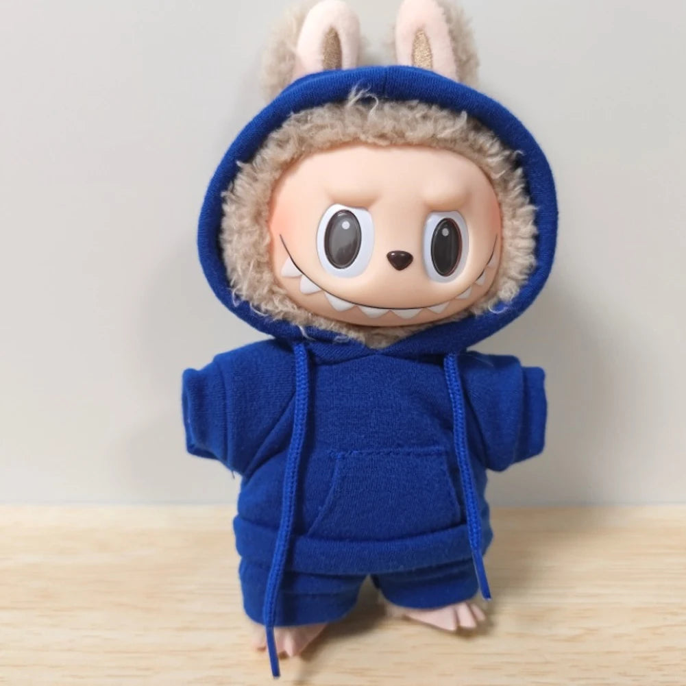 Labubu Casual Sweatsuit Set - Comfy Labubu Clothes for 15/17Cm Dolls Featuring Ribbed Hem Details