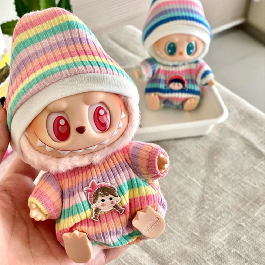 For 15Cm Labubu Clothes Outfit Accessories Autumn Dopamine Jumpsuit Hat Kid Toy Gift Labubu Ropa