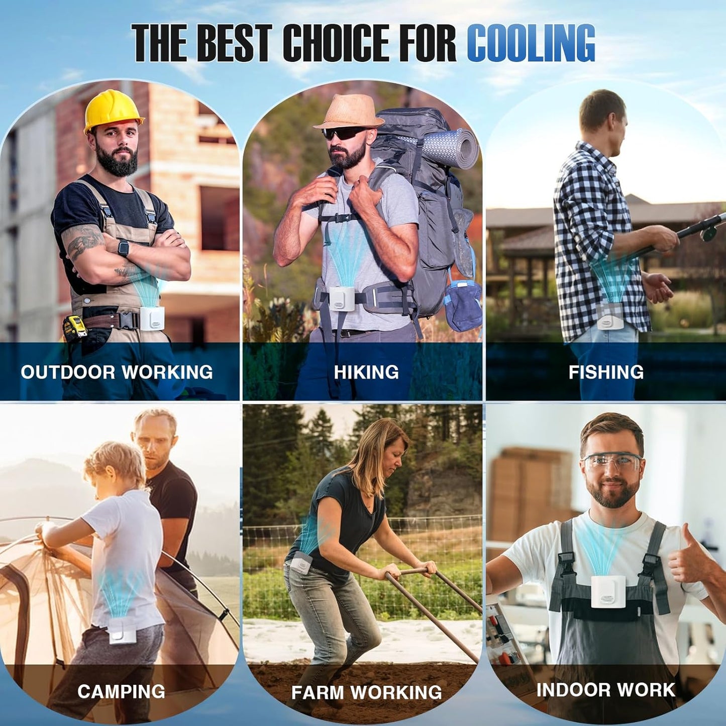 7000Mah Portable Waist Clip Fan, with LED Flashlight, 30H Cooling Personal Wearable Fan, 4-Speed 10000RPM Powerful and Silent Waist Fan, Rechargeable Hands-Free Fan for Outdoor Jobsite Camping