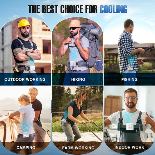 7000Mah Portable Waist Clip Fan, with LED Flashlight, 30H Cooling Personal Wearable Fan, 4-Speed 10000RPM Powerful and Silent Waist Fan, Rechargeable Hands-Free Fan for Outdoor Jobsite Camping