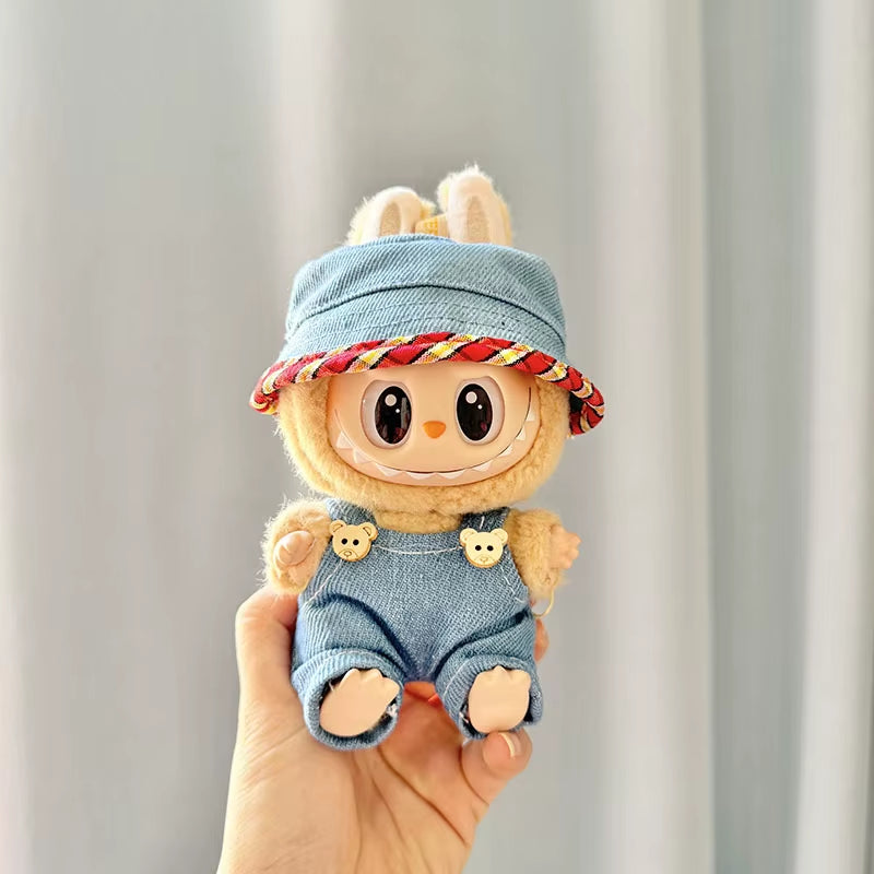 Adorable 17Cm Mini Plush Doll Outfit - Kpop Exo Labubu Bear Jumpsuit Accessories for Kids DIY Gift