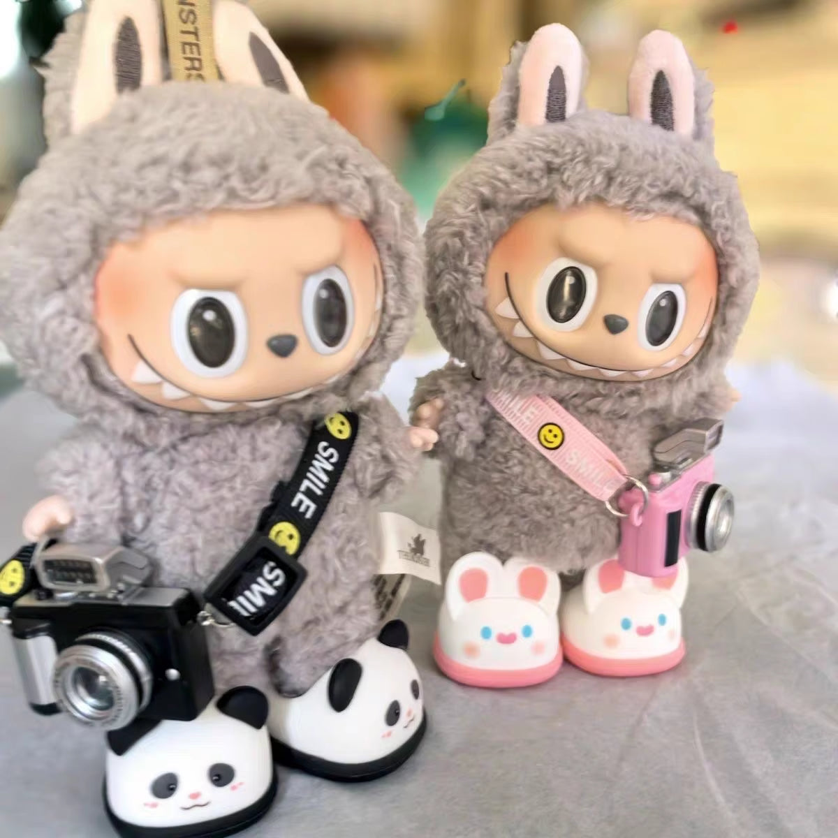 Adorable 17Cm Mini Labubu Macaron Vinyl Doll Slippers - Shark & Lion Dance Style Accessories