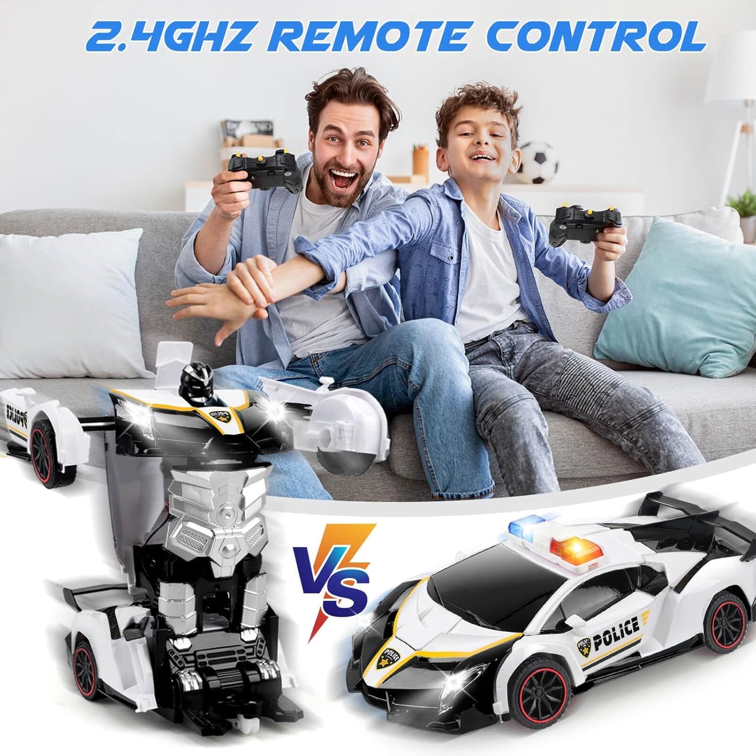 Remote Control Car Toy for Kids 4 5 6 7 8, Transform Police RC Cars Toy, Robot Car, Birthday Gift for Kids Toys Age 4 5 6 Years Old Boys and Girls